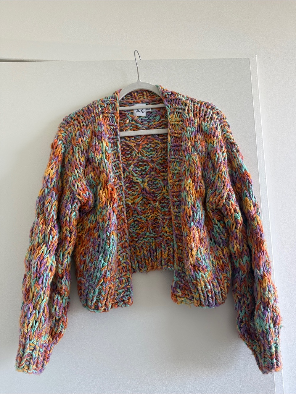 Princess Polly Multicolor Chunky Knit Cardigan - Orange, Purple, Teal, Cream